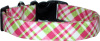 Retro Pink & Lime Plaid Handmade Dog Collar